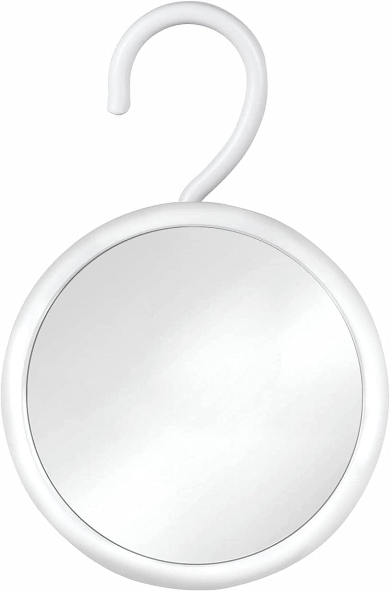 Condensvrije douchespiegel met haak om op te hangen, onbreekbaar oppervlak en 360° draaibare spiegel, 17 cm - Wit