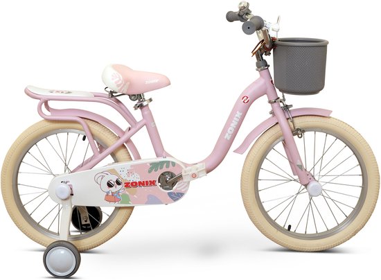 Zonix Meisjesfiets 18 Inch Roze Kinderfiets Met Zijwieltjes Voor Meisjes Van 5 Tm 7 Jaar Geschikt Voor Kledingmaat 110-123 van Zonix — afbeelding 4