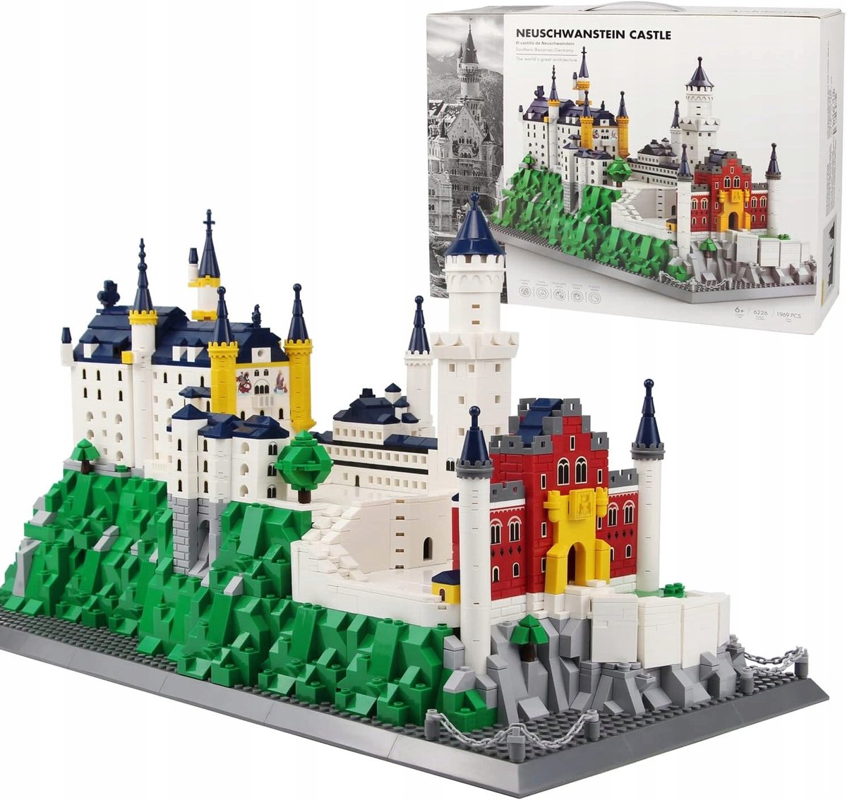 COIL Modelbouwpakketten, Architectuurmodel, Constructiespeelgoedblokken, Speelgoedbouwstenen, Kasteel Neuschwanstein, Schwangau, 1969 onderdelen