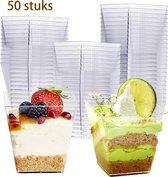 LATERN 50 stuks herbruikbare 360 ml heldere vierkante mousse bekers van kunststof