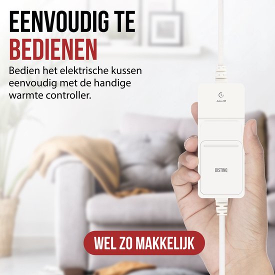DistinQ Warmtekussen - Elektrische Kussen - Ultra Fleece - 30x40 cm - Grijs - 3 Warmtestanden met Timer - Heating Pillow - Energiezuinig