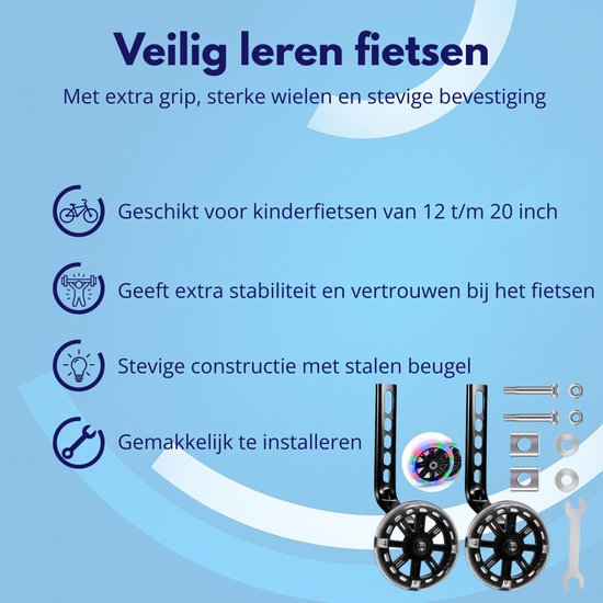 Knaak Zijwieltjes voor Kinderfiets - Zwart - 12 t/m 20 Inch - Stevige Zijwielen - Fietsaccessoires van Knaak — afbeelding 2