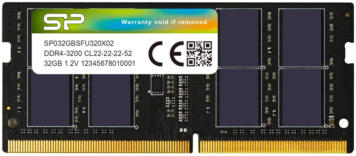 Silicon Power - Laptopgeheugen - DDR4 - 32GB - 3200MHz - CL22 - SODIMM - SP032GBSFU320X02