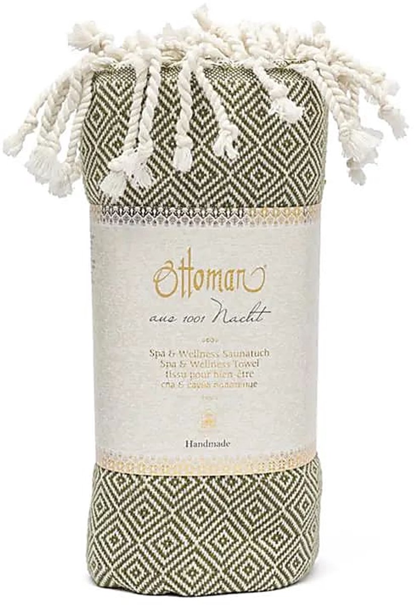 Ottoman hamamdoek olijfgroen -190 cm x 90 cm