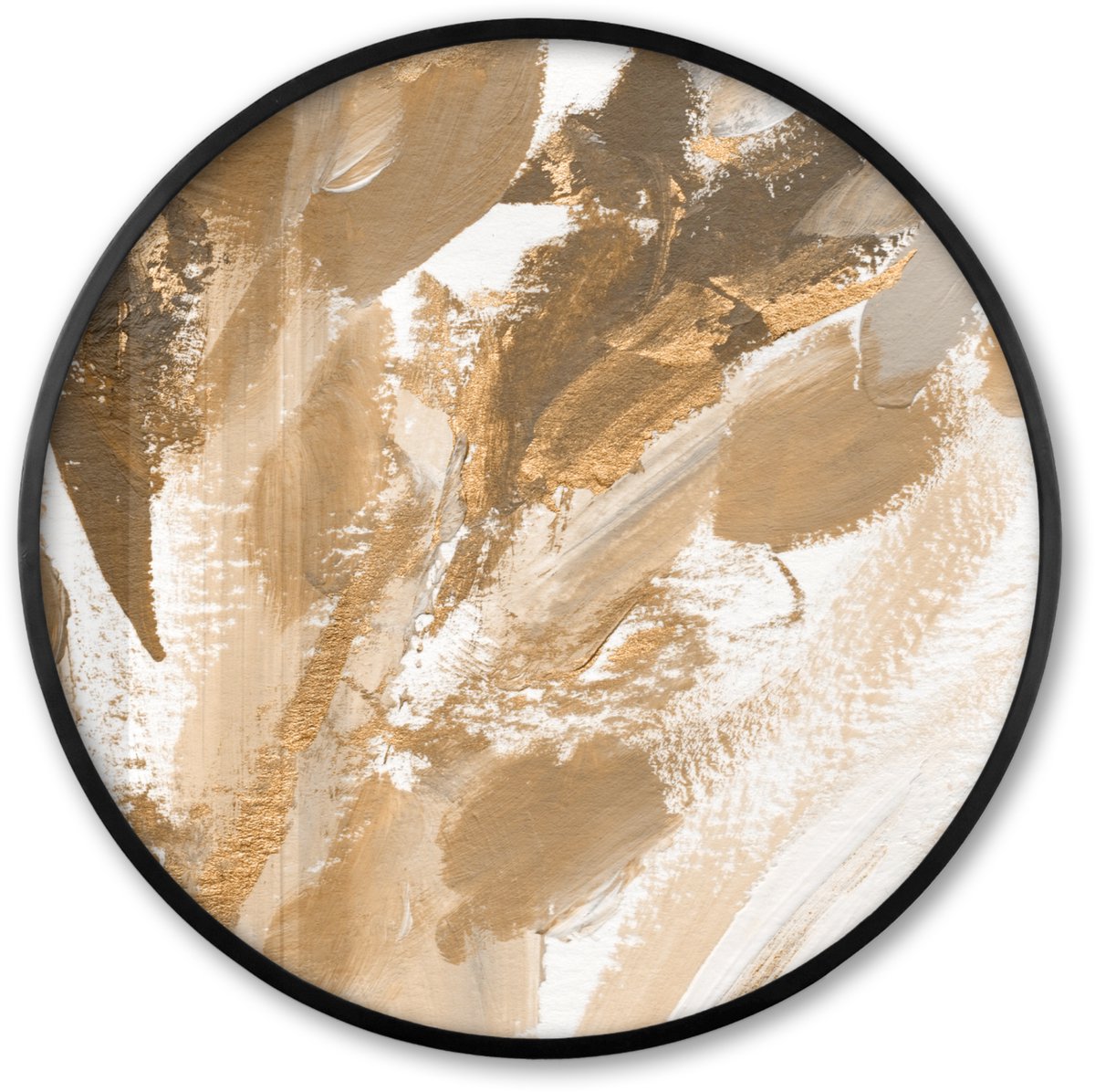 FrameYourWall Poster in lijst Rond - Fotolijst 80x80 cm - Posters - Verf - Goud - Wit - Ronde posterlijst zwart - Decoratie - Wanddecoratie woonkamer - Muurdecoratie slaapkamer Multicolor