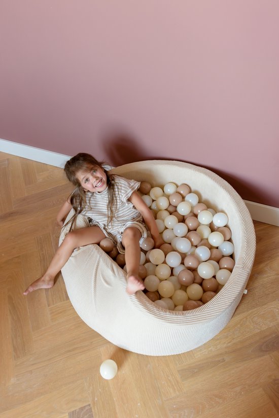 Babiem® Milou – Piscine à balles – Incl. 200 Balles – Piscine à balles – Balles pour piscine à balles – Piscine à balles Bébé – 90 cm de diamètre – Jouets 1 an – 1 à 5 ans – Beige