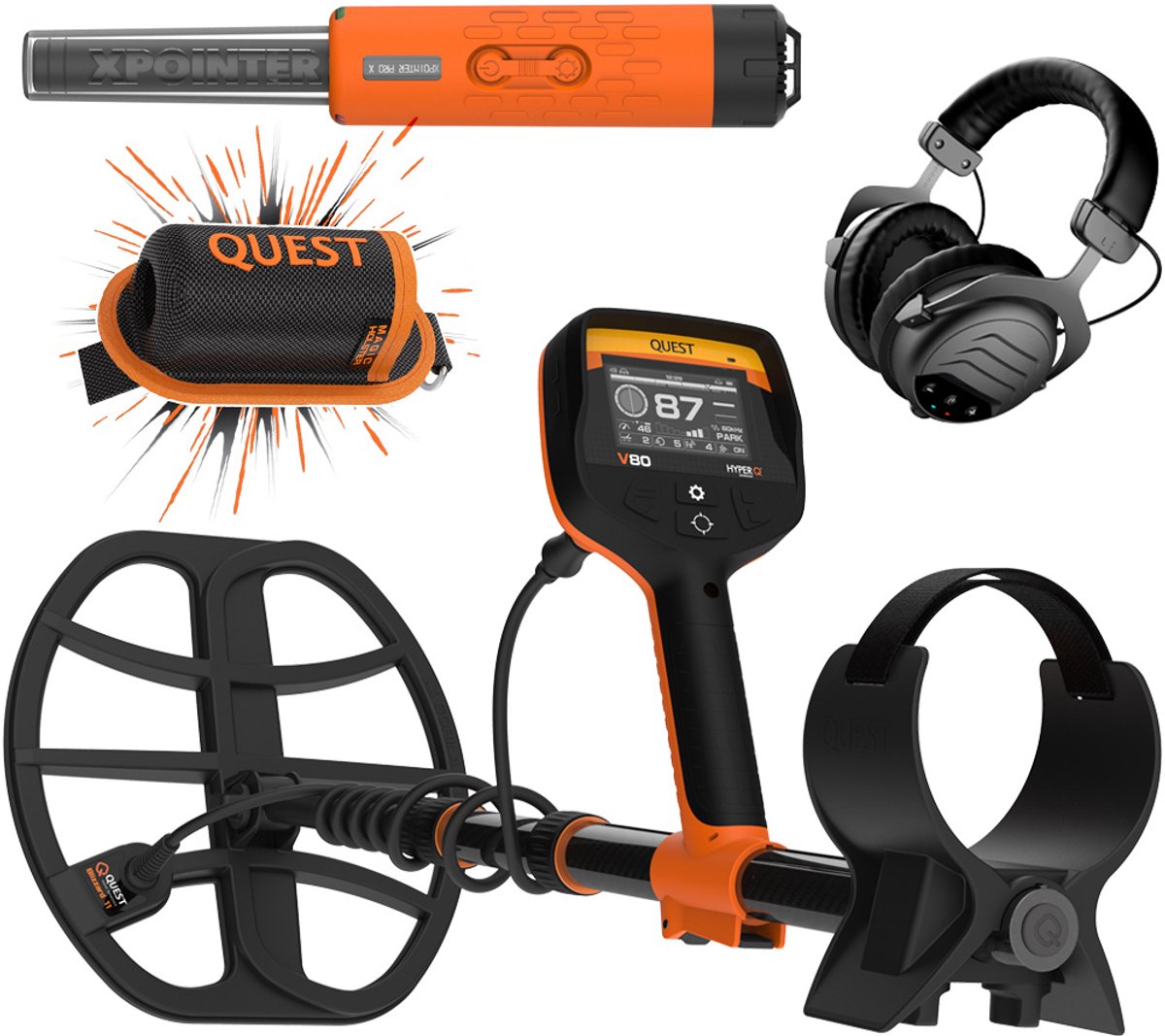 Quest V80 metaaldetector + gratis XPointer Max met magic holster