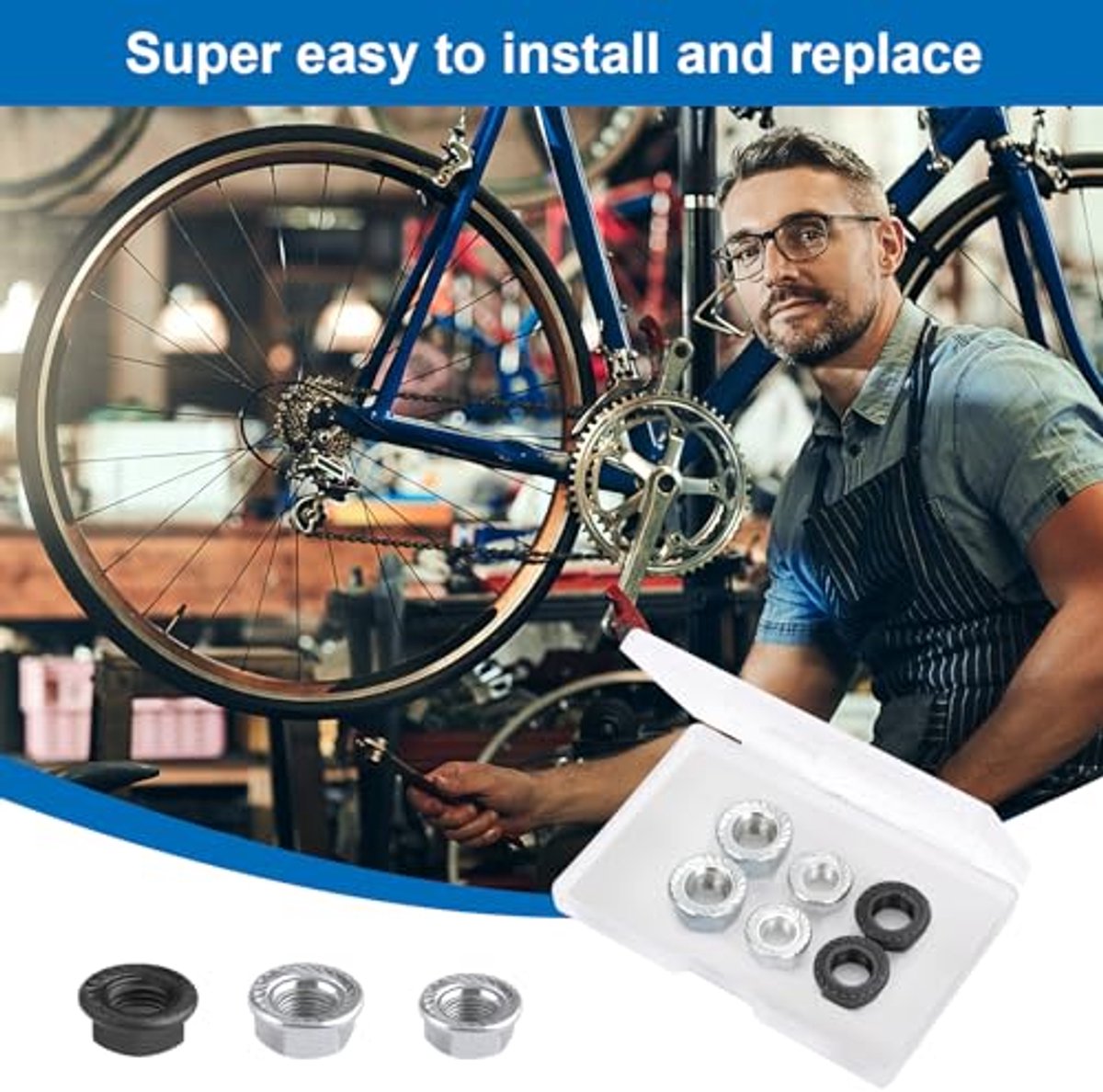 6pcs Bicycle Wheel Axle Nut, M8 M9.5 M10 Bicycle Hub Flange Axle Nut Bicycle Axle Nut Bicycle Parts for Mountain Road Commuter Bike Front and Rear Wheel Axle (3 Sizes thumbnail 4