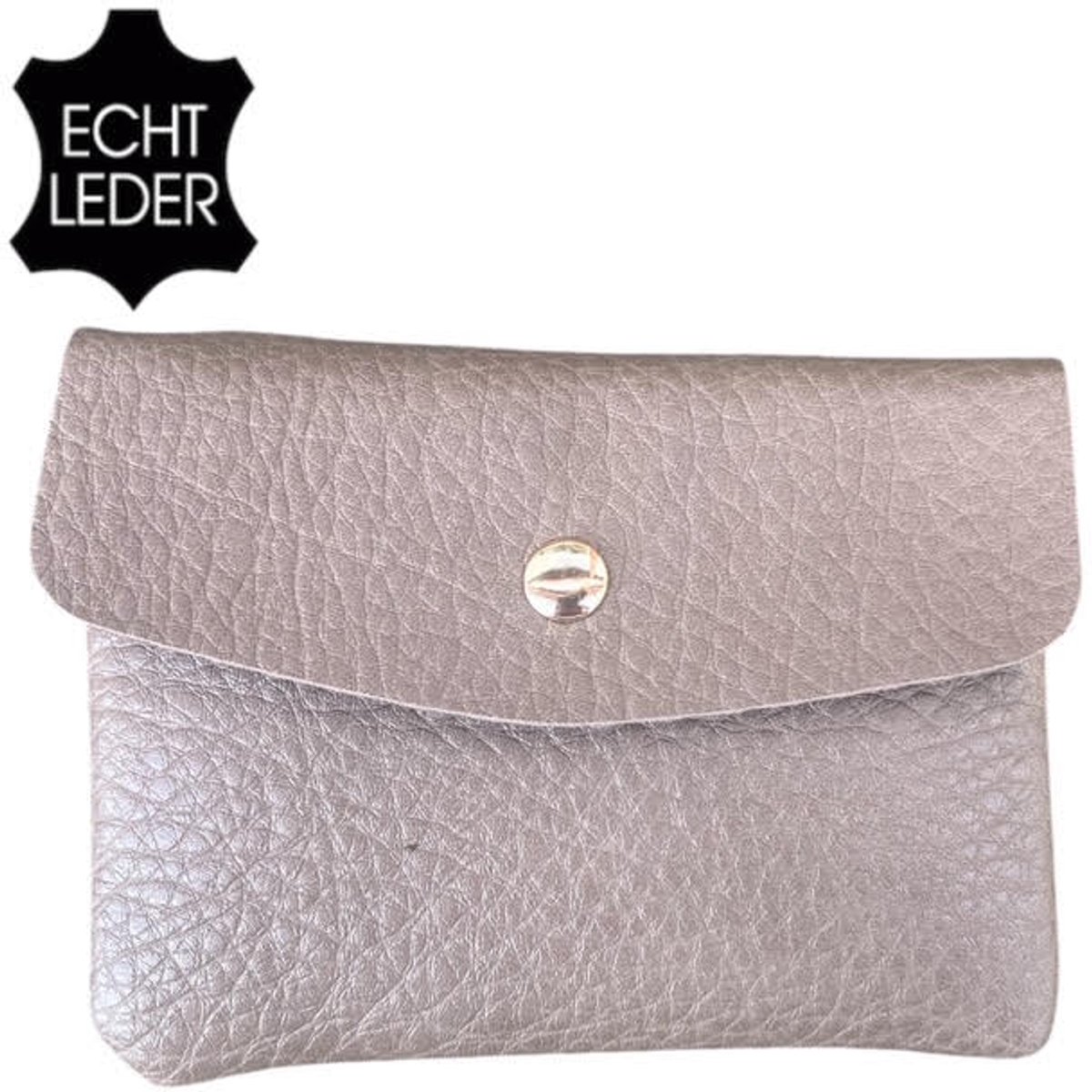 THL Design - Kleine Portemonnee Dames - Mini Portemonnee - Echt Leer - Taupe