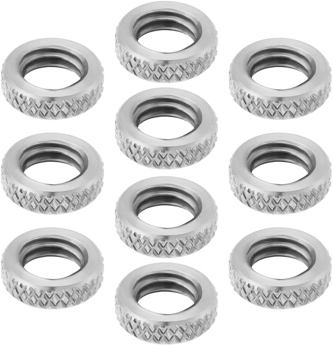 10pcs 304 Stainless Steel Lock Nuts 3/8 Female Thread Knurled Locking Adjustment Nuts Compatible with Bank Stick Bite Alarm Lock Nuts, Outer Diameter 14mm Thick 4mm