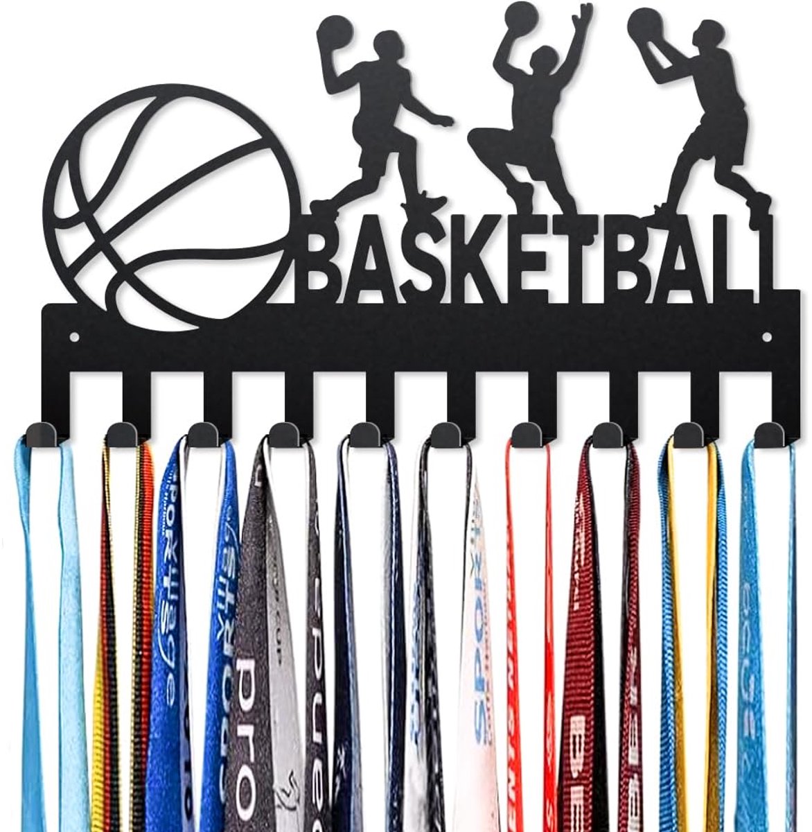 MayjoyDIY BASKETBALL Sleutelhaak van metaal 23 x 40 cm Sport Atleet Wandhaak Dunking Jumping Sleutelhouder met 10 Haken Voor Keuken Ingang Hal Tuin Deur Veranda
