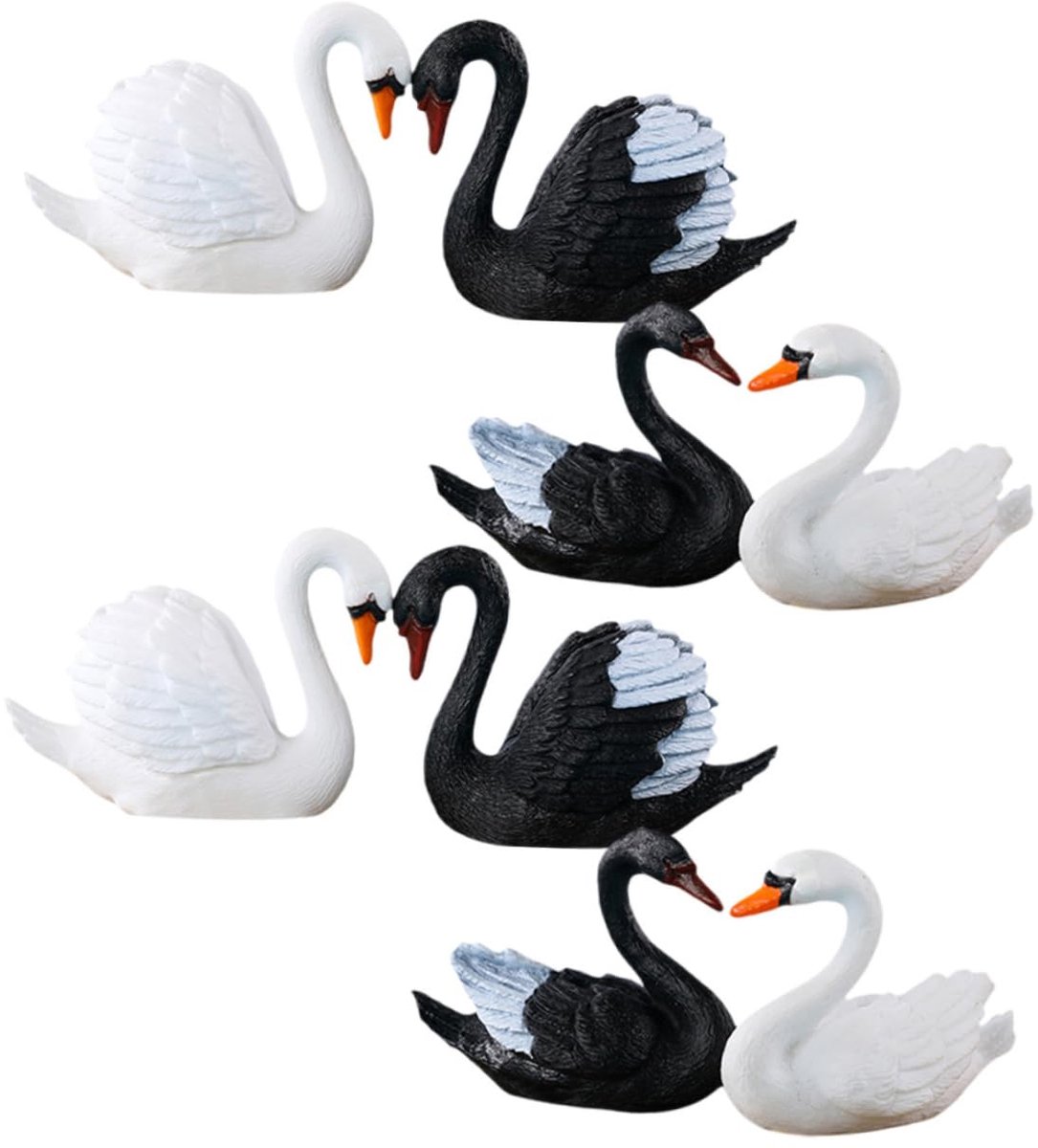 Supvox 8pcs White Swan Ornaments, Mini Swan Figures, Mini Swan Couples Figures, DIY Swan Accessories, Small Swan Small Animal Figures
