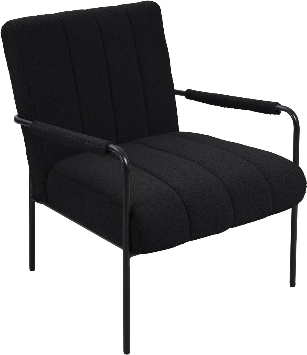SVITA KYLE Lounge Chair - Gestoffeerde stoel Accentstoel Woonkamer met armleuning Teddy Boucle Zwart