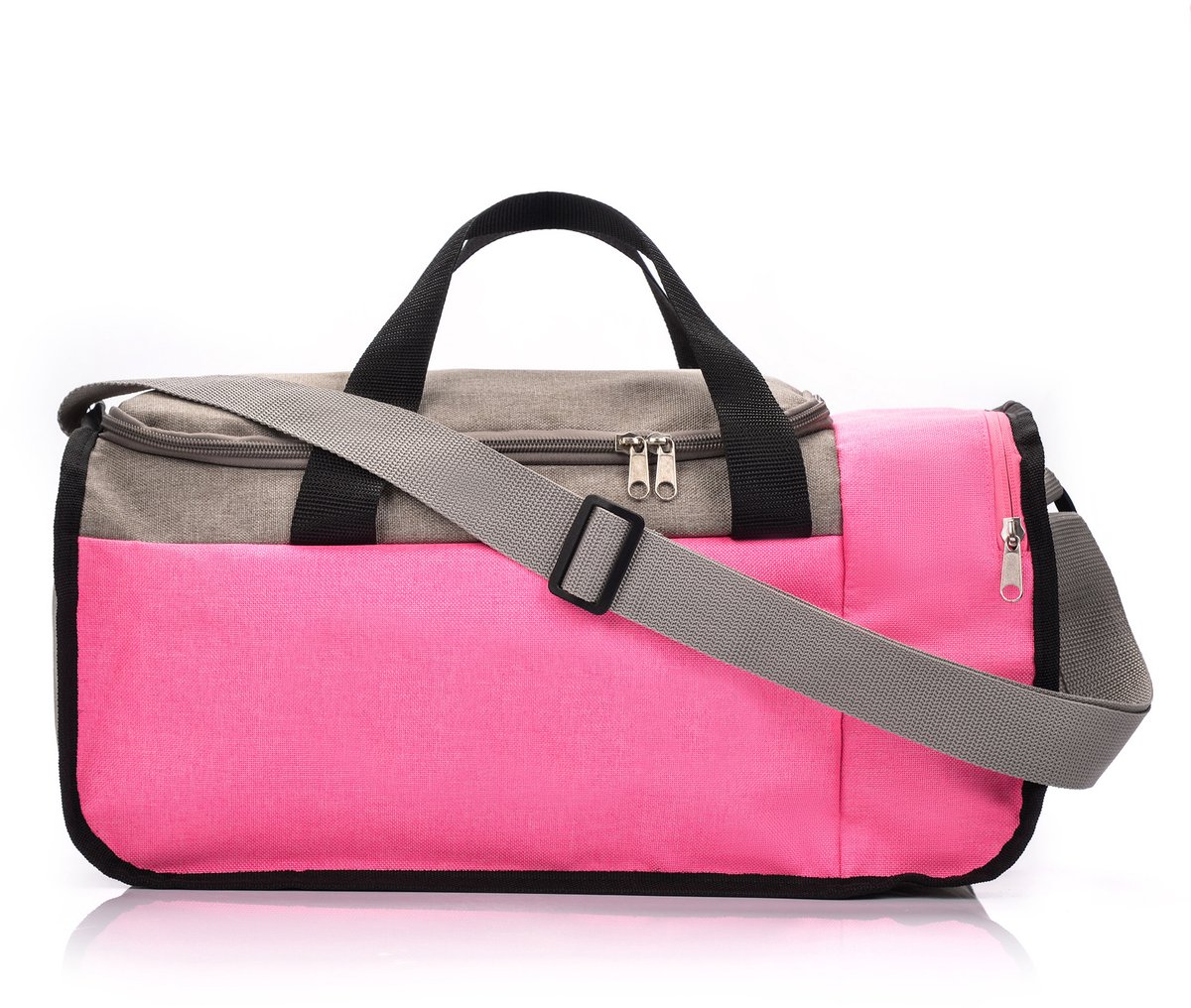 Meteor Nepr - Fitness tas - Sportuitrusting - Ideaal voor sport en training - Grijs / Roze