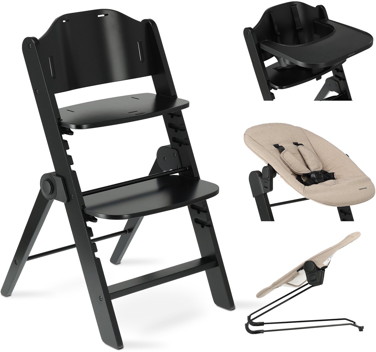Deryan Odin Luxe Kinderstoel met Bouncer - Zwart/Nougat