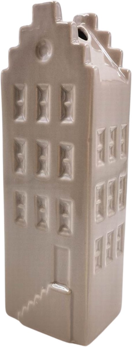 Housevitamin Bloemenvaas - Huis Vaas - Keramiek - Taupe - 6x5,5x18 cm