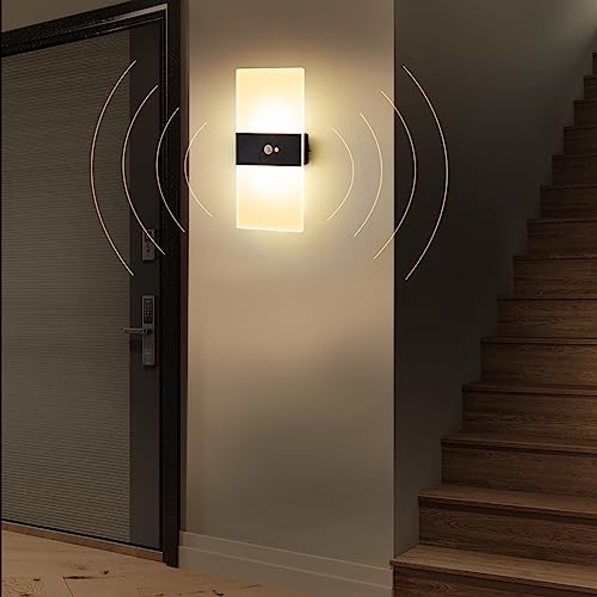 Wandlamp met Bewegingsmelder voor Binnen - Draadloze Oplaadbare LED Lamp - Eenvoudig te Installeren zonder Boren - Modern Nachtlampje