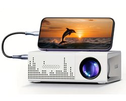 PolkaHome® Mini Home Projector met LED-lamp, 1080P Full HD & 3D-Klaar, Ingebouwde Stereo Speakers, Afstandsbediening mini Projector. Plug-and-Play…