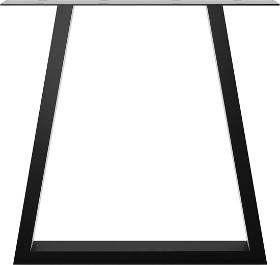 MetaloPro Tafelpoten van metaal, zware belasting, zwart en schroeven, vloerbeschermers, trapeziumvormig tafelframe voor moderne salontafel, eettafel, woonkamertafel, 170 x 70 x 72 cm