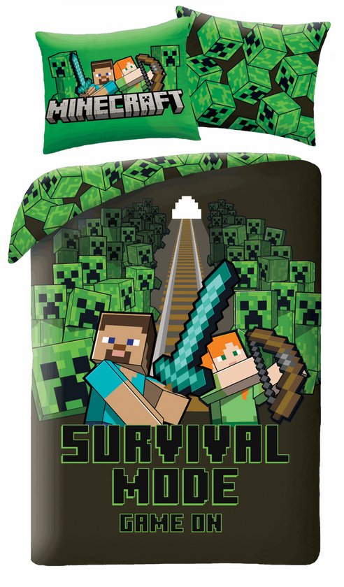 Minecraft-Bettbezug – 140 x 200 cm – 70 x 90 cm – Polyester