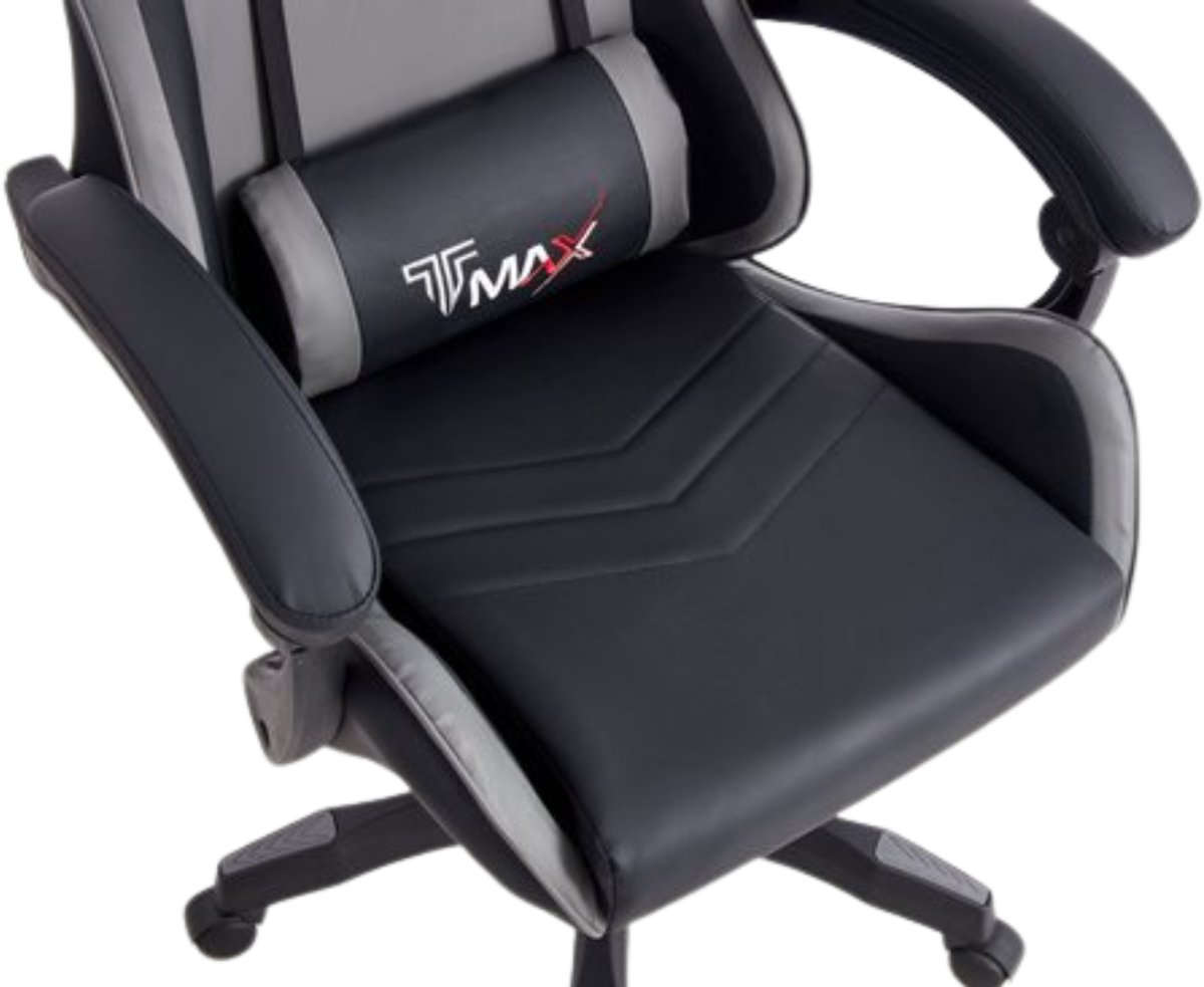 Bureaustoel - Ergonomische bureaustoel met kantelmechanisme - Ergonomische directiestoel - Ergonomische luxe gamingcomputerstoel - Voor gaming/kantoor/thuiswerk - Extra dikke vulling - Grijs thumbnail 2