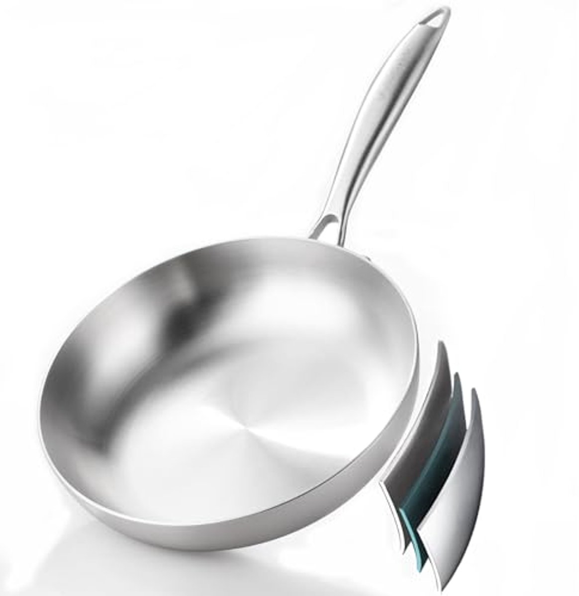 Hele lichaam Tri-Ply RVS Koekenpan - 8 inch, Ovenbestendige Inductie Keukenpan