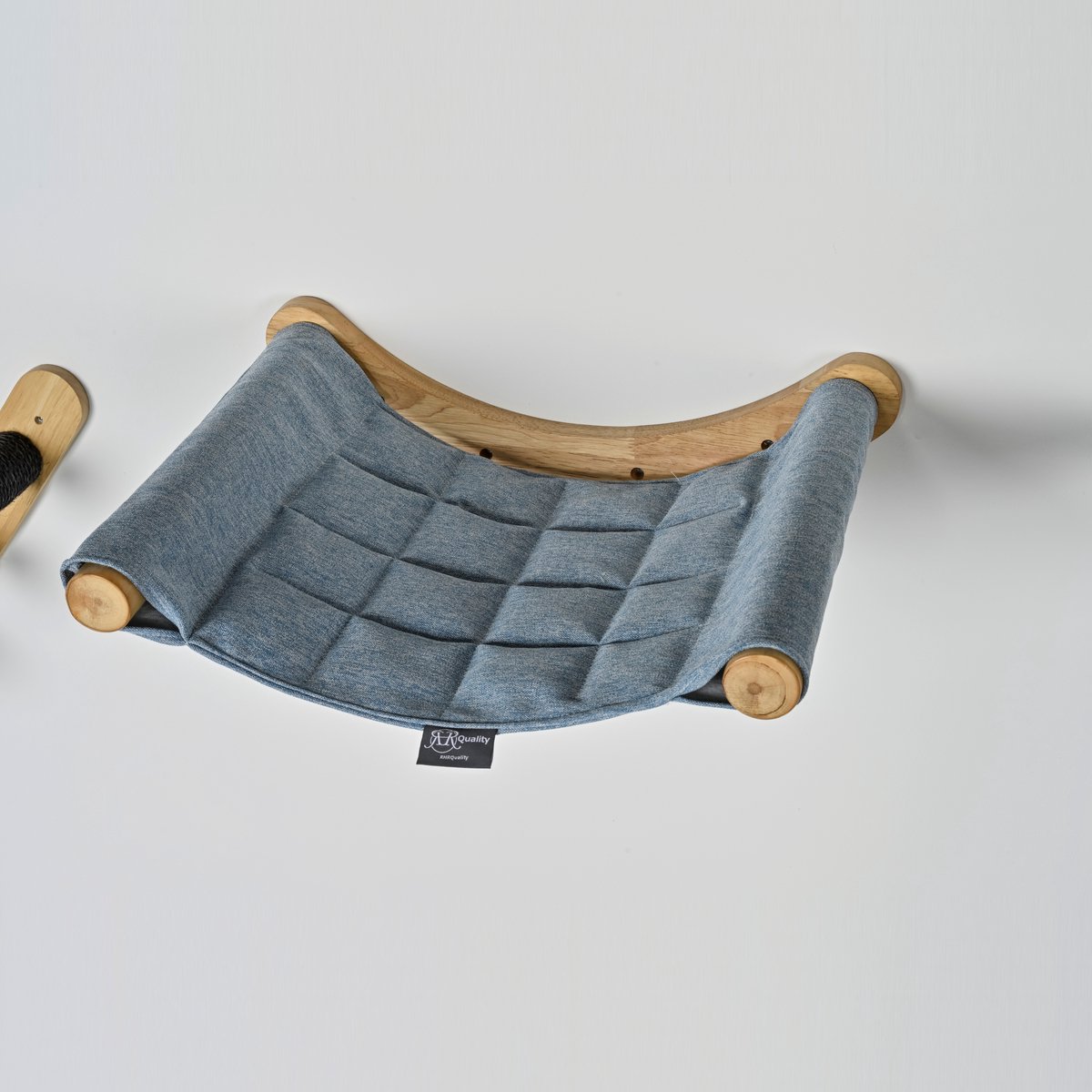 RHRQuality Wandmeubel Klimmuur Kat – Luxe Hangmat XXL – Draagkracht tot 20KG – Voor Grote Katten – Wasbare hangmat – Denim