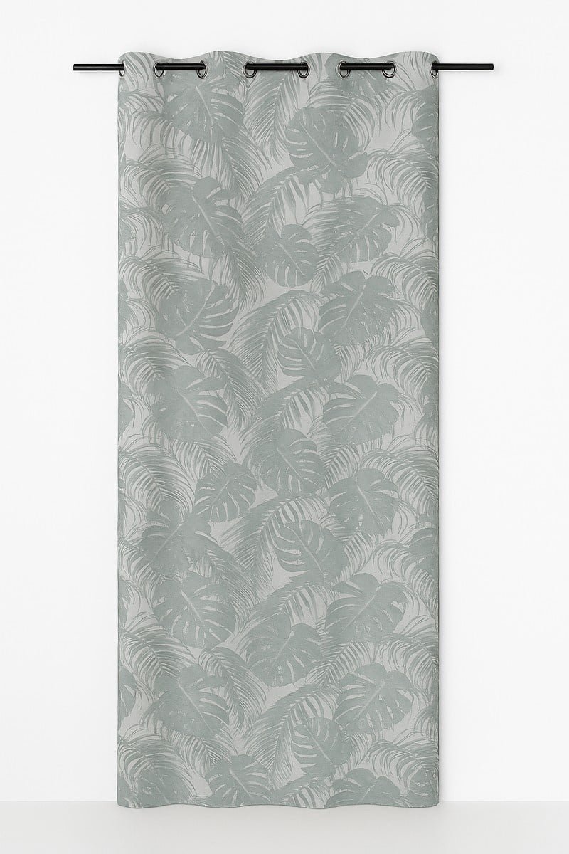Edera voorhang gordijn Monstera grijs 8 Rings 135 x 260 cm
