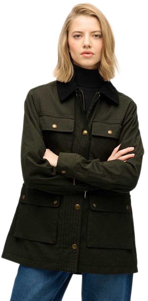 Superdry Wax Jas L Vrouw Groen