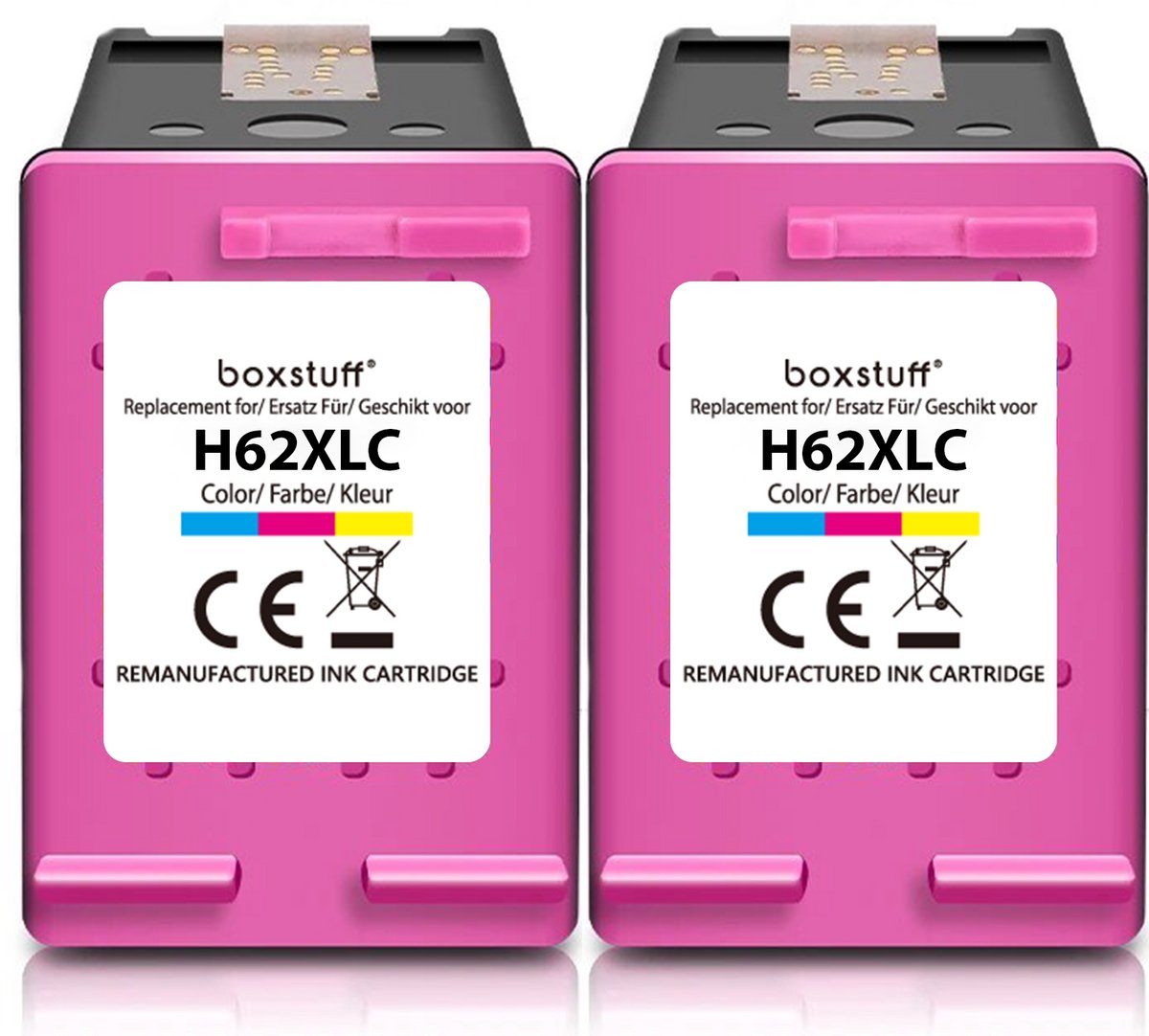 Boxstuff Inkt geschikt voor 62 XL Kleur - (C2P07AE) Compatibel met HP 62 / 62XL - Inkt Cartridge voor HP Envy 5640 / 5644 / 7640 / 7644 OfficeJet 5740 / 5742 / 200 / 250 - Multipack Kleur