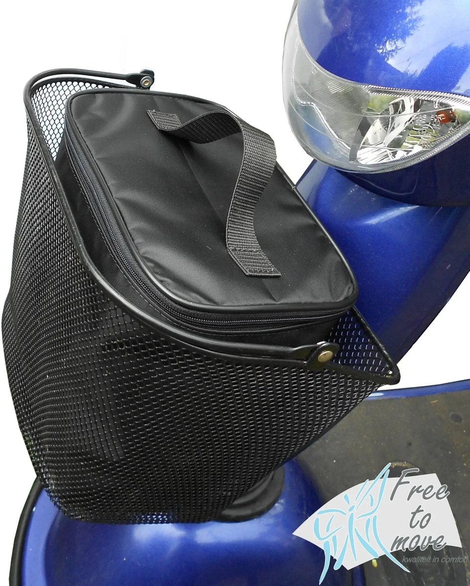 Zorgmiddelenaanhuis - Mandtas deluxe - mandtas voor scootmobiel - scootmobiel mandtas - mand voor scootmobiel - scootmobieltas - tas voor scootmobiel - 17 cm x 23 cm x 25 cm (LxBxH) - Zwart