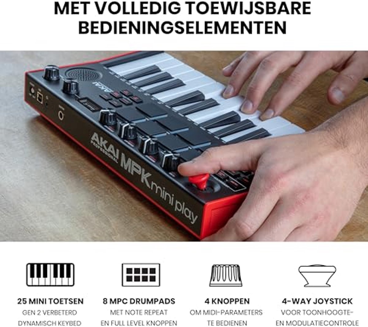 MIDI Keyboard Controller met Ingebouwde Luidsprekers en Geluiden - Dynamisch Keyboard en MPC Pads thumbnail 2