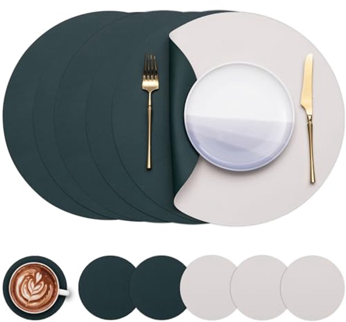 Ronde tafelplacemats set van 6 - Waterdicht, Antislip en Wasbaar