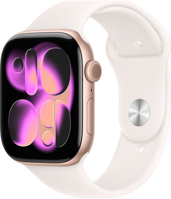 Apple Watch 11 - Wifi - 46mm - Rose Goudkleurig Aluminium Case with Light Blush Sport Band - S/M