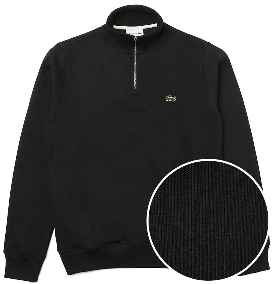 Lacoste heren ritskraag sweater logo Zwart
