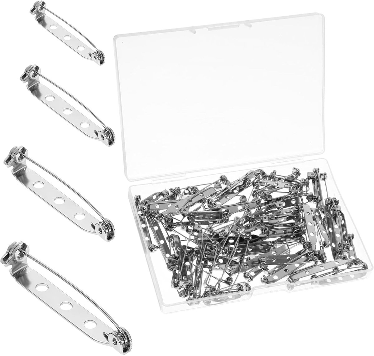 80pcs Brooch Needles - 2cm/2.5cm/3.2cm/3.8cm - Silver Safety Pins voor DIY Crafts en Sieraden