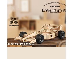 Formule 1 Raceauto met Pull-Back Versnellingsmechanisme Houten DIY Modelbouw
