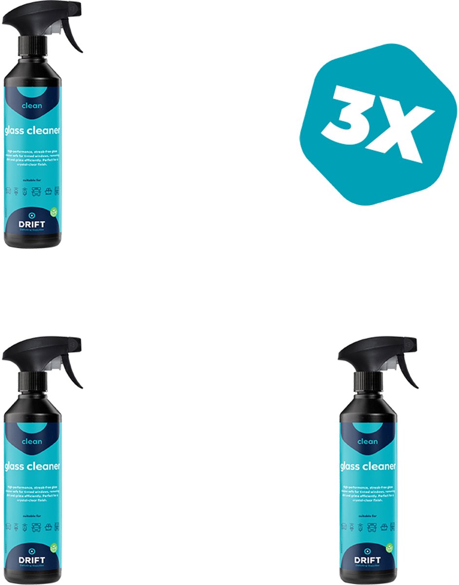 3 × Glass Cleaner - Ruitenreiniger Spray - Glasreiniger - Window Cleaner - Autoruitenreiniger - 500 ML