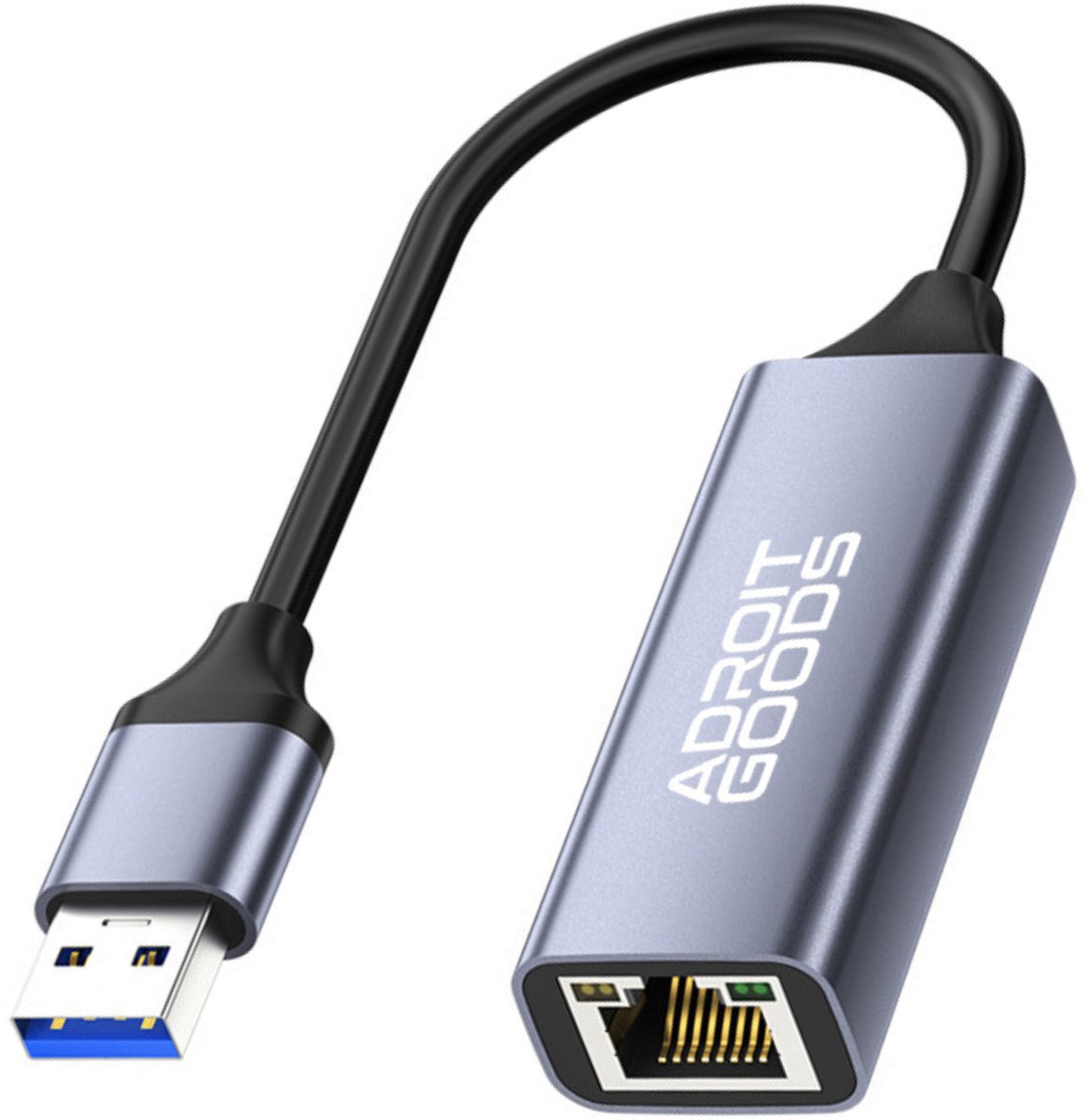 AdroitGoods USB-A naar RJ45 adapter – USB 3.0/1000Mbps – Compact & Betrouwbaar - Plug & Play - Aluminium