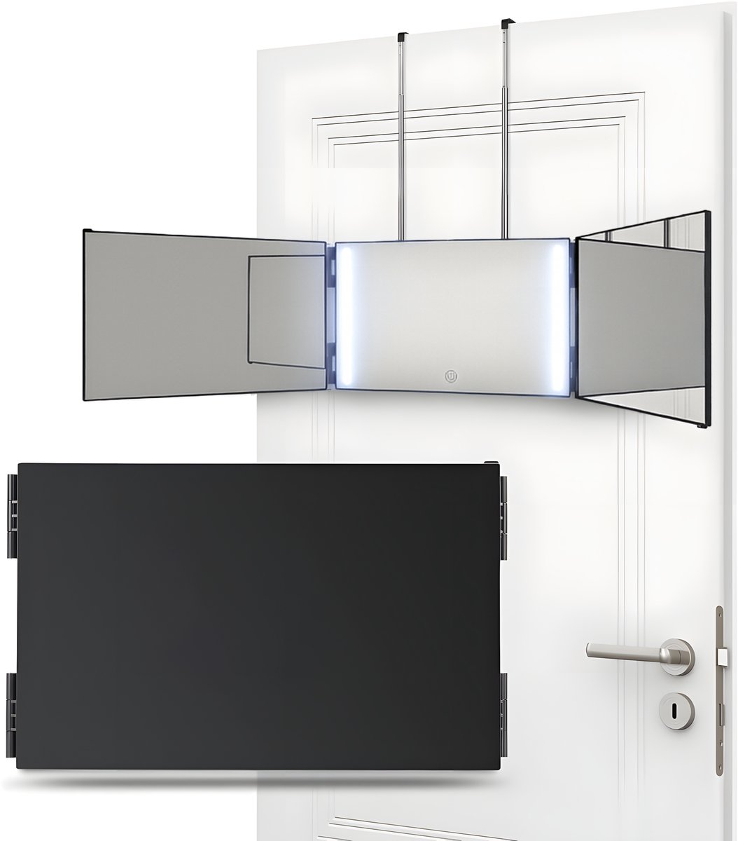 3-zijdige Spiegel voor Haar Knippen – 360° Trifold LED Make-up
