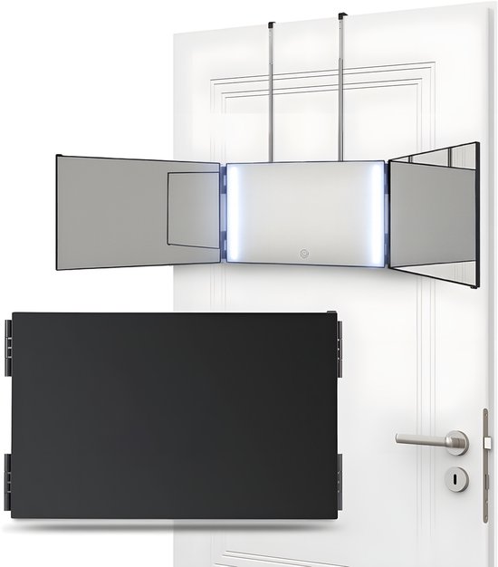 Halve maan verlichte badkamerspiegel, 3 kleuren dimbare LED-make-upspiegel met aanraakschakelaar, anti-condens badkamerwandspiegel, links gesneden, 25 * 35 inch (63 * 90 cm