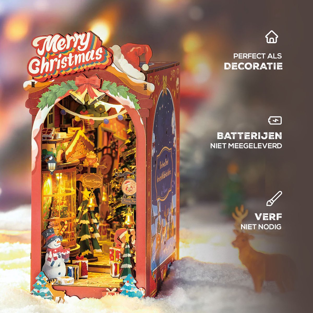 Robotime Book Nook Christmas Street | Book Nook | TGC06 | Knutselen | Bouwpakket | Hobby | Kerst | Creatief | Miniatuur — afbeelding 4