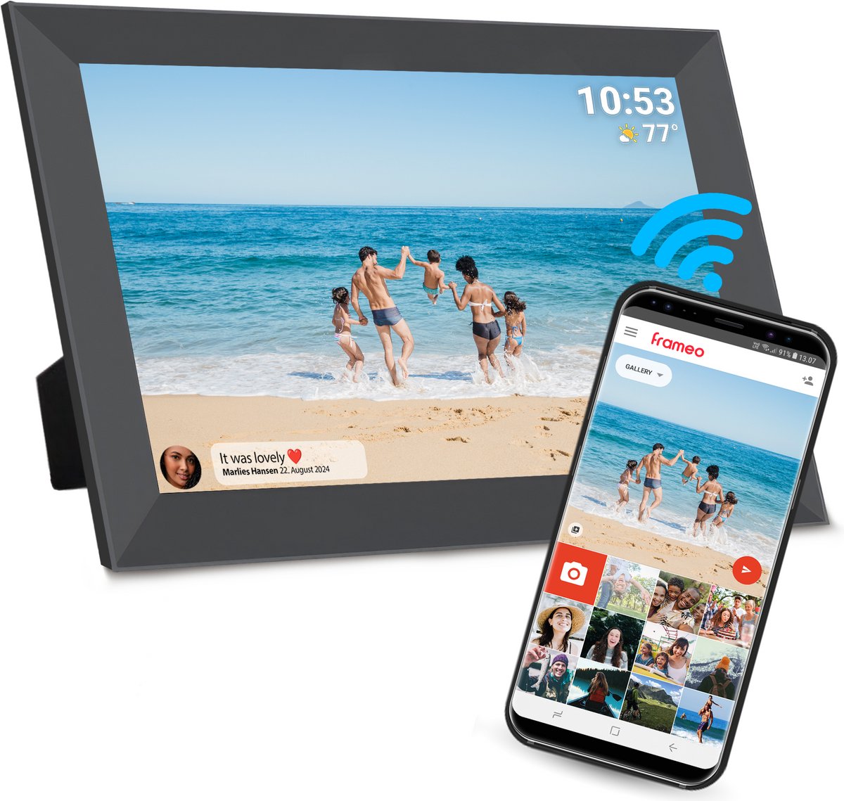 Denver PFF1012B Digitale WiFi-fotolijst 25.7 cm 10.1 inch Energielabel: C (A - G) 1280 x 720 Pixel 16 GB Zwart