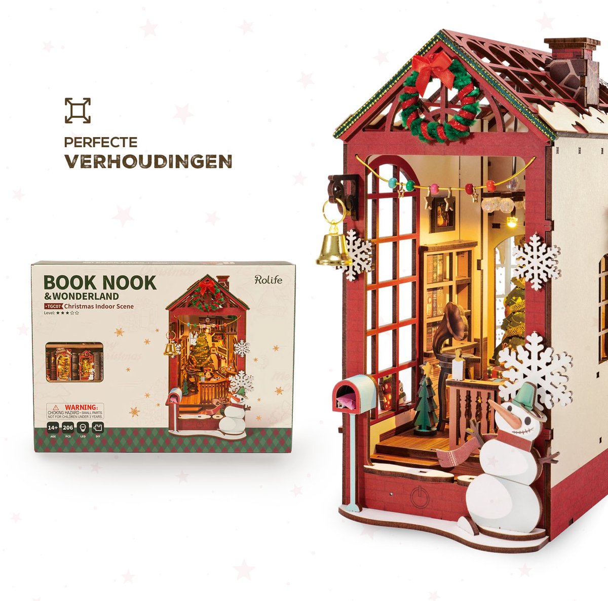 Robotime Book Nook Christmas Indoor Scene - Kerst knutsel bouwpakket — afbeelding 6