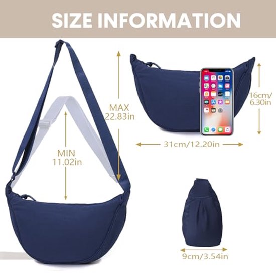 Kleine Nylon Halve Maan Crossbody Portemonnees Tas voor Vrouwen Mannen Trendy,Travel Sling Bag, Wijn Rood, Small