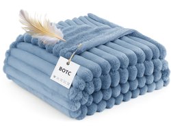 BOTC Luxe Fleece deken - Fleece Plaid - Super Zacht, Warm en Donzig - Cadeau - 150x200cm - Grijsblauw