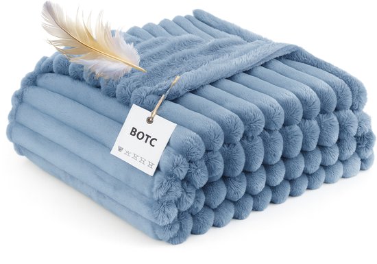 BOTC Luxe Fleece deken - Fleece Plaid - Super Zacht, Warm en Donzig - Cadeau - 150x200cm - Grijsblauw