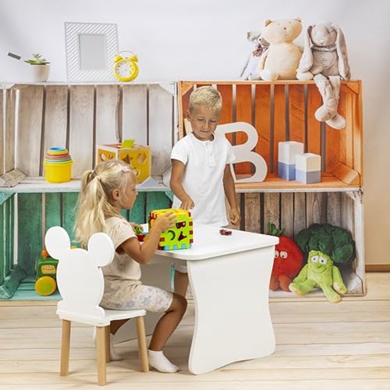 Houten Kinderbureau 70 x 52 x 49 cm met Stoel voor Kinderen van 3 tot 7 Jaar van Merkloos — afbeelding 3