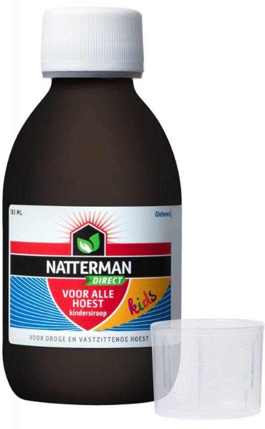 Natterman Direct Voor Alle Hoest kindersiroop - Voor droge en vastzittende hoest - Vanaf 1 jaar - Kids - Hoestdrank - Medisch hulpmiddel - 180 ml