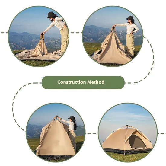 210×210×135 cm Zwarte Automatische Pop-up Tent - Lichtgewicht Draagbare Shelter met 2 Deuren van Lumaland — afbeelding 3